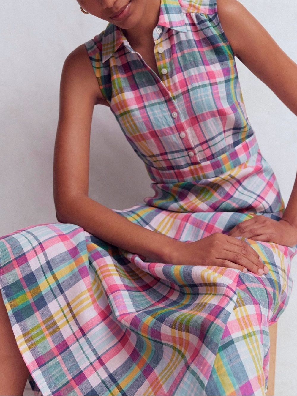 Boden Erma Madras Linen Maxi Dress size 10_NWT - Picture 2 of 8